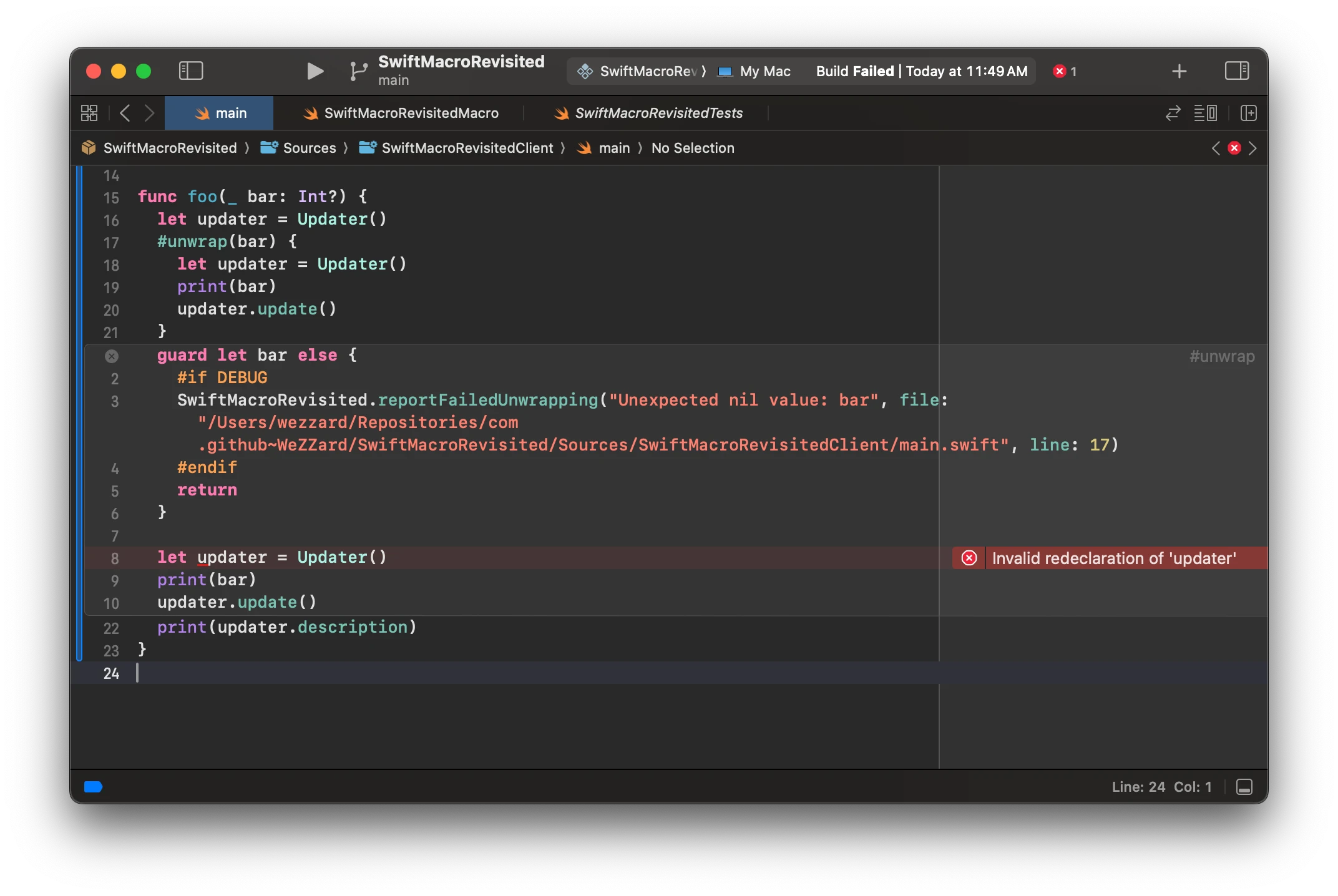 A Compilation Failure Caused by Variable Redeclaration Brought By Expanding The #unwrap Macro